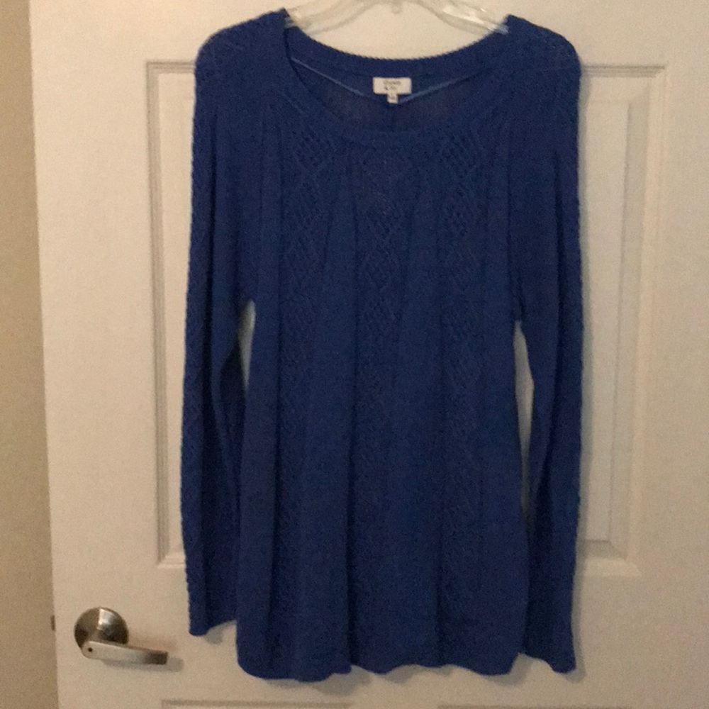 Crown & Ivy Royal Blue Cable Knit Sweater Large